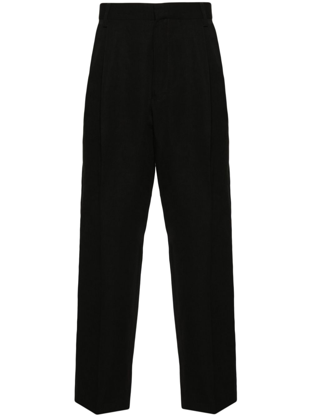 チノパンツ DRIES VAN NOTEN WIDE BLACK WOOL TROUSERS Pleated wool wide-leg pants in black - Dries Van Noten